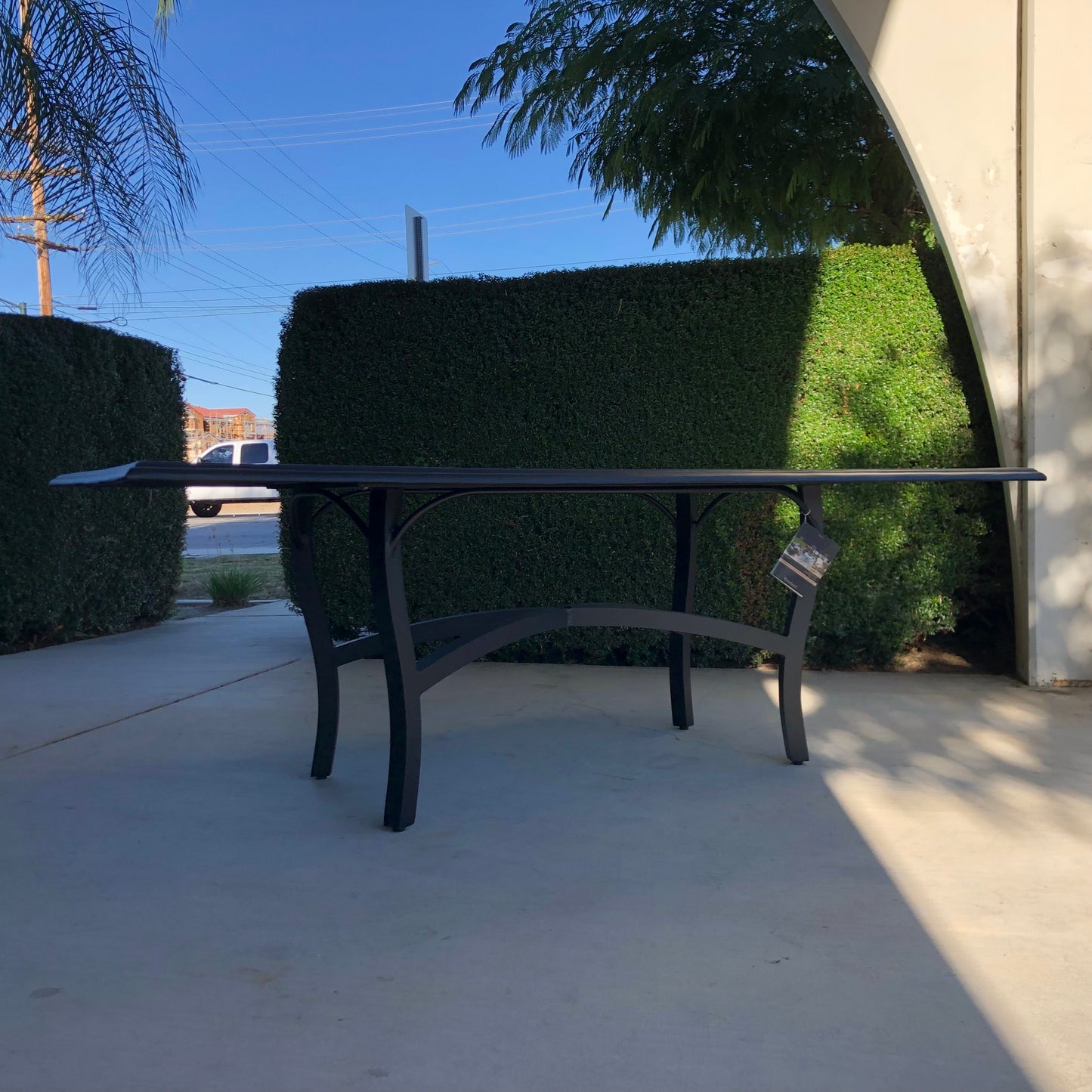 Woodard 42" x 84" Solid Cast with Beaded Edge Rectangle Top with Carson Base Dining Table 5P7200-09284 - Textured Black