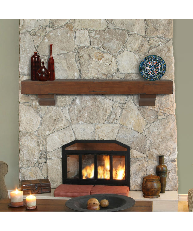 Pearl Mantels 72" Shenandoah Wood Fireplace Mantel Shelf with Corbels 412-72-70 - Cherry Distressed