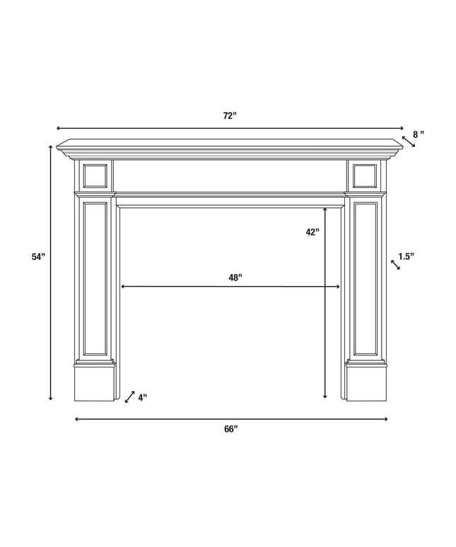 Pearl Mantels 72"W x 54"H x 8"D Marshall MDF Fireplace Mantel Surround 540-48 - White