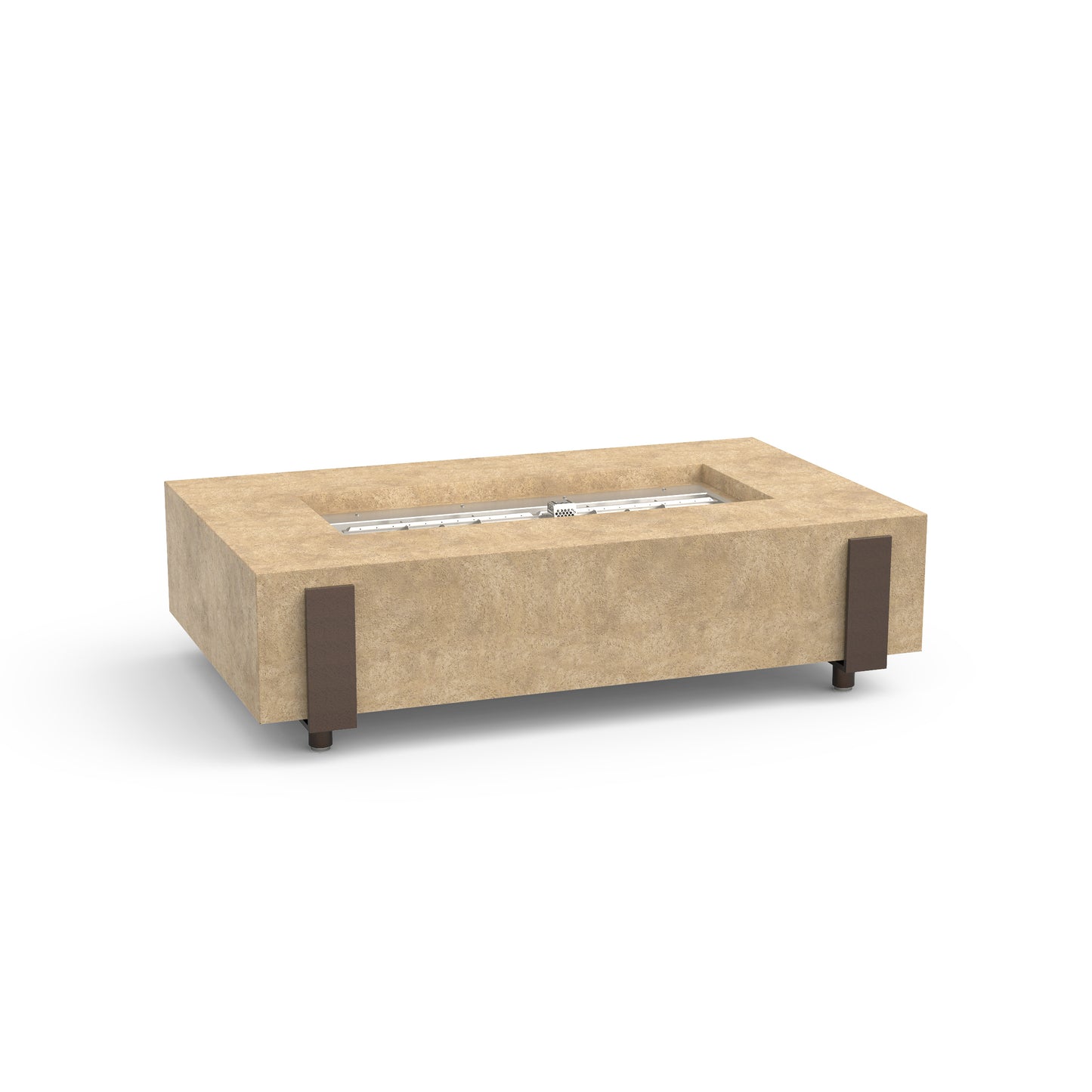 60" x 36" American Fyre Designs Iron Saddle Firepit Travertine 580-TR-11-M7