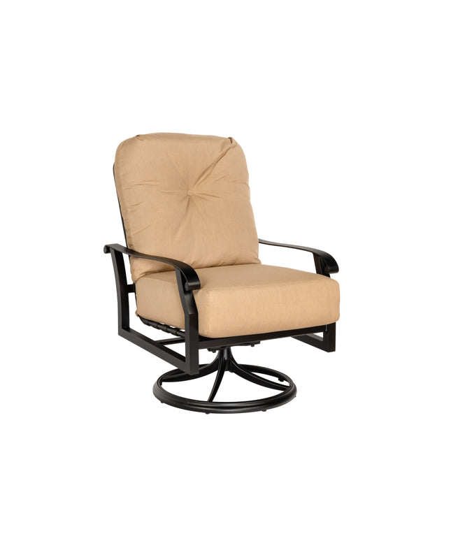 Woodard Cortland Cushion Swivel Rocking Lounge Chair 4Z0477 - Textured Black / Michelangelo Toast