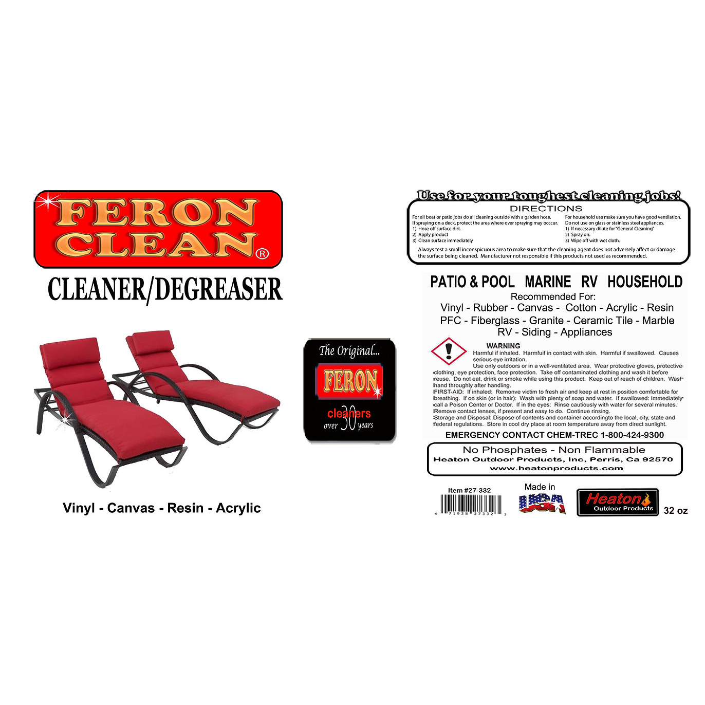 Feron Clean Cleaner Degreaser 32 oz Bottle 27-332