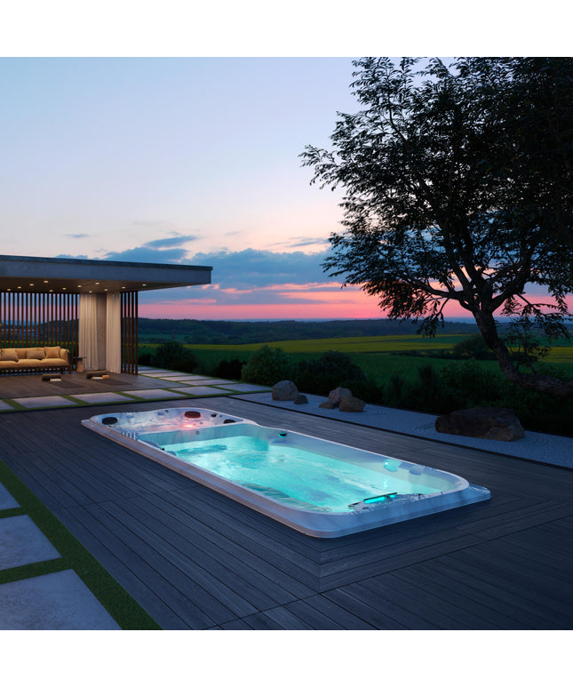 Jacuzzi® J-19™ PowerActive™ Dual Temp Swim Spa Package - Platinum Smoked Ebony