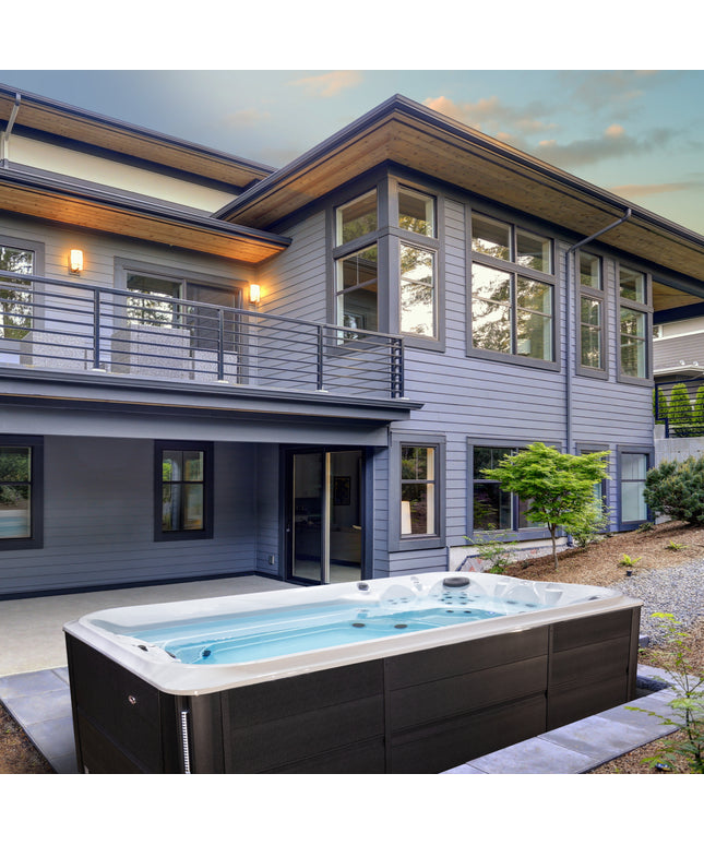 Jacuzzi® J-16™ PowerActive™ Swim Spa Package - Platinum Smoked Ebony