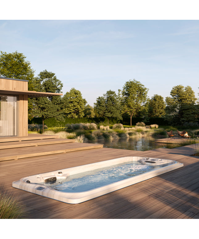 Jacuzzi® J-19™ PowerPro™ Swim Spa Package - Platinum Brushed Gray