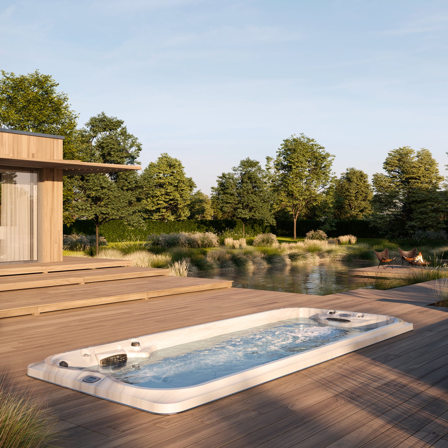 Jacuzzi® J-19™ PowerPro™ Swim Spa Package - Platinum Smoked Ebony