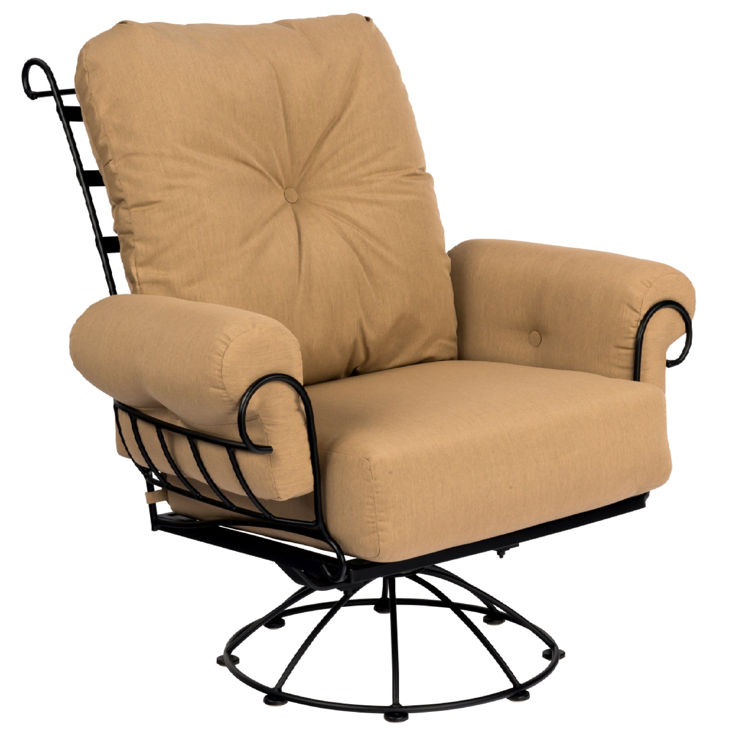 Woodard Terrace Cushion Swivel Rocking Lounge Chair 790077 - Textured Black / Michelangelo Toast