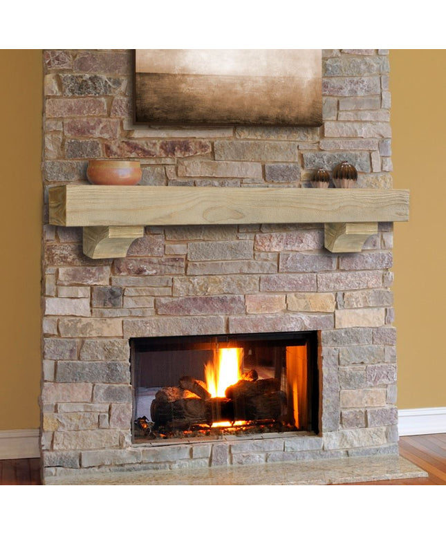 Pearl Mantels 60" Cherokee Wood Fireplace Mantel Shelf with Corbels 355-60-46 - Fontana