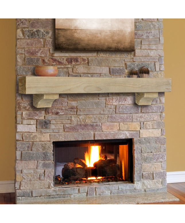Pearl Mantels 72" Cherokee Wood Fireplace Mantel Shelf with Corbels 355-72-46 - Fontana