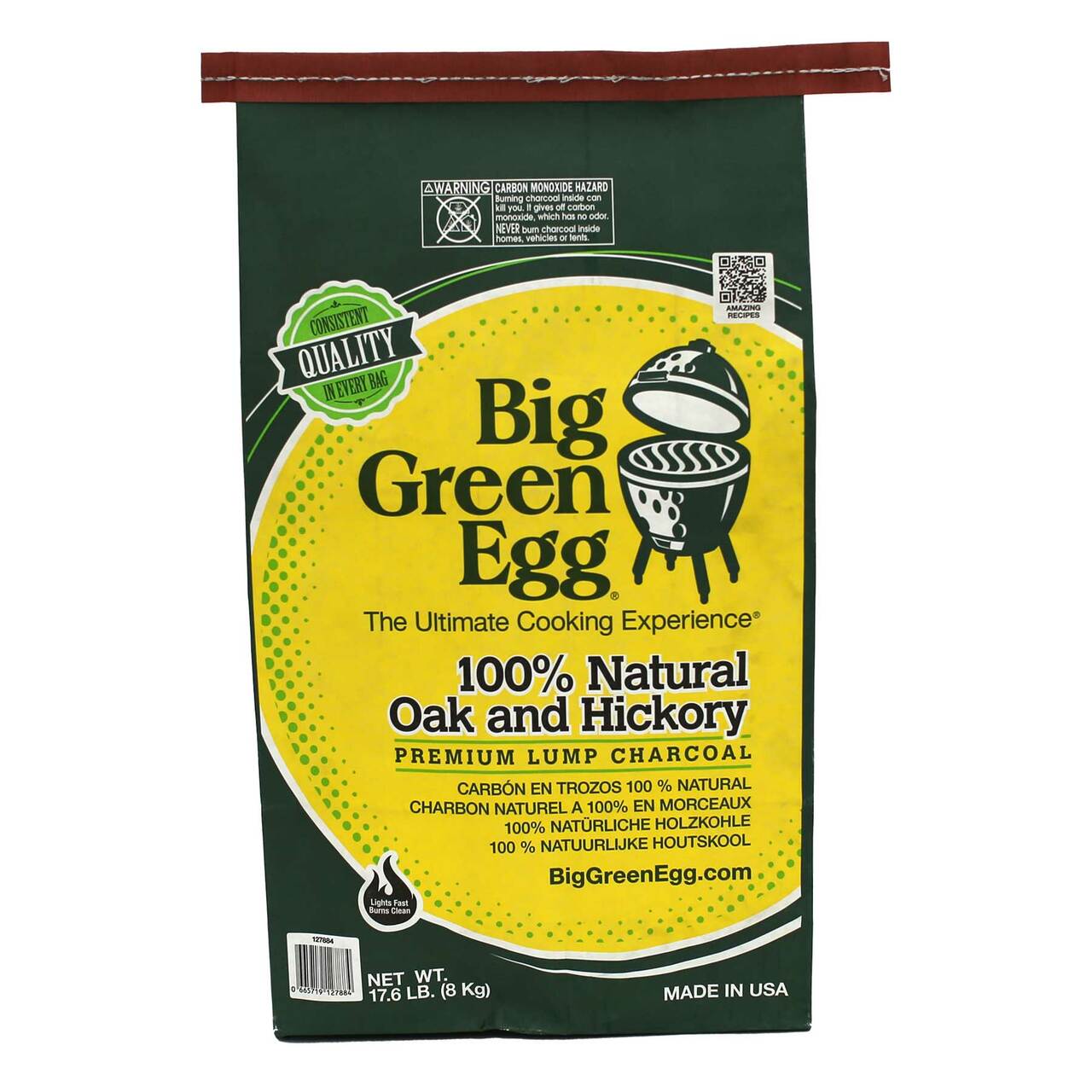 Big Green Egg 17.6lb. 100% Natural Oak & Hickory Lump Charcoal 127884