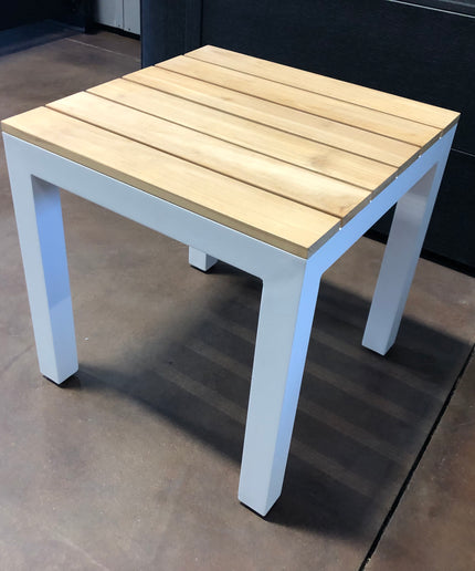 Patio Renaissance Coronado 20"W x 20"D x 20-1/2"H Square End Table 980024 - #3107 Textured White / #4043 Fresh Teak