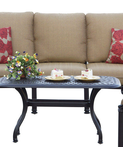 Darlee Series 60 21"W x 42"D x 21"H Rectangle Cast Aluminum Coffee Table 201060-B - Antique Bronze