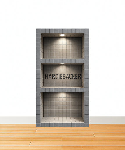 48"w x 96"h x 12"d "Tile Ready" Floor to Ceiling Media Wall Cabinet with Recessed Lights