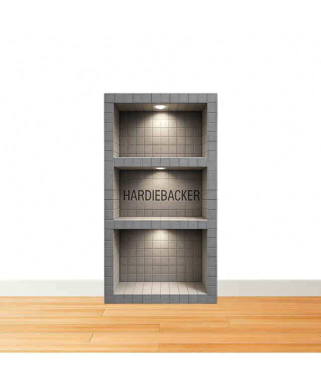 24"w x 96"h x 12"d "Tile Ready" Floor to Ceiling Media Wall Cabinet with Recessed Lights