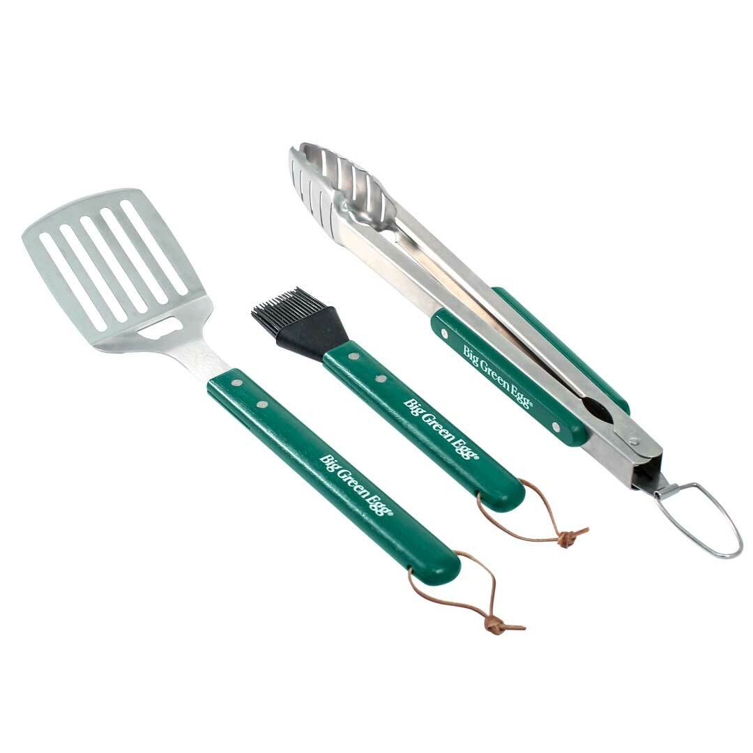 Big Green Egg Stainless BBQ Tool Set with Wood Handles 127686
