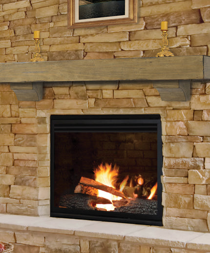 Pearl Mantels 60" Shenandoah Wood Fireplace Mantel Shelf with Corbels 412-60-10 - Dune Distressed