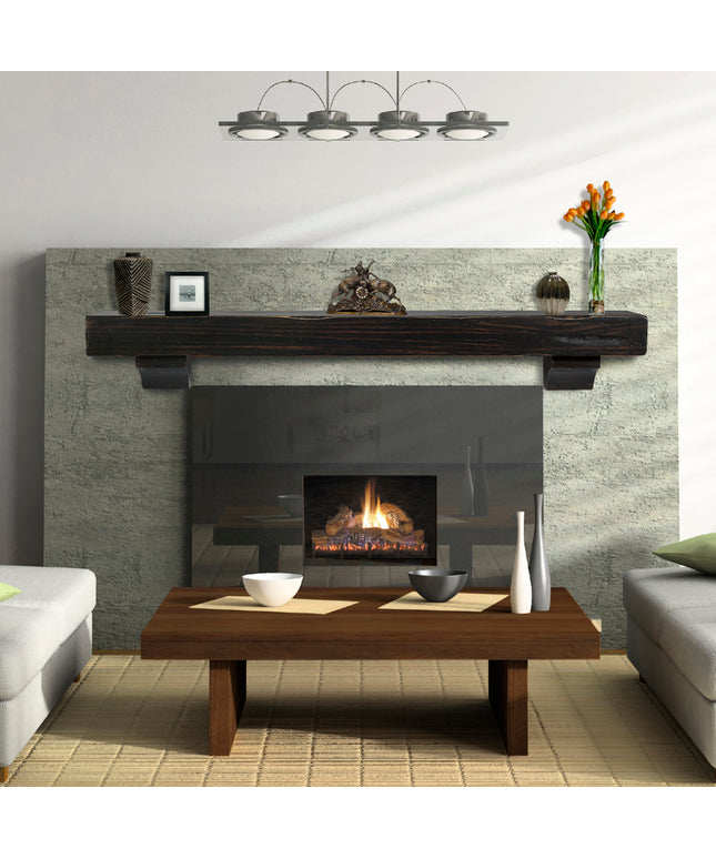 Pearl Mantels 72" Shenandoah Wood Fireplace Mantel Shelf with Corbels 412-72-20 - Espresso Distressed
