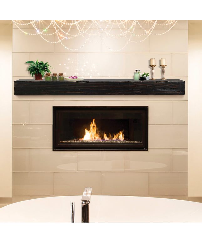 Pearl Mantels 48" Shenandoah Wood Fireplace Mantel Shelf with Corbels 412-48-20 - Espresso Distressed