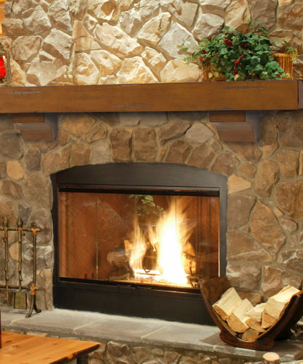 Pearl Mantels 60" Shenandoah Wood Fireplace Mantel Shelf with Corbels 412-60-50 - Medium Rustic Distressed