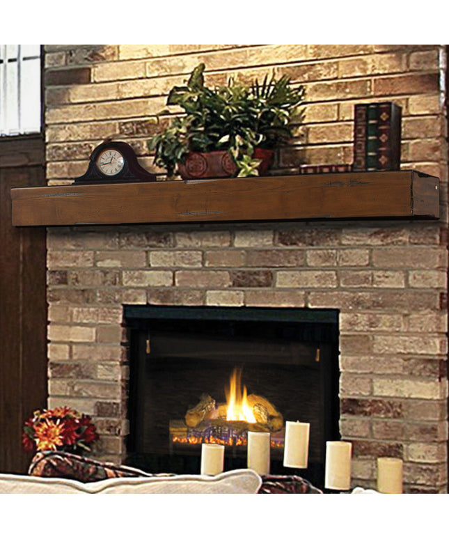 Pearl Mantels 72" Shenandoah Wood Fireplace Mantel Shelf with Corbels 412-72-70 - Cherry Distressed