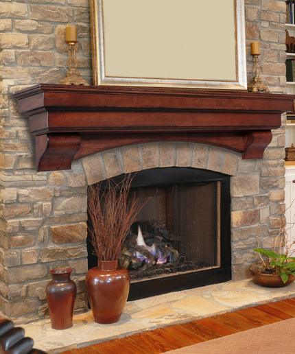 Pearl Mantels 48" Auburn Wood Fireplace Mantel Shelf with Corbels 495-48-70 - Cherry Distressed