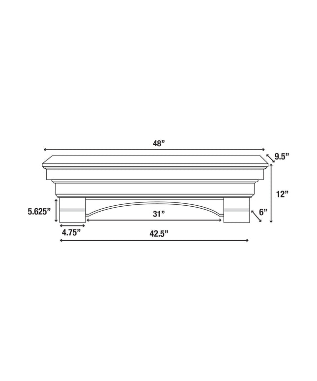 Pearl Mantels 48" Auburn Wood Fireplace Mantel Shelf with Corbels 495-48 - Unfinished