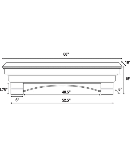 Pearl Mantels 60" Auburn Wood Fireplace Mantel Shelf with Corbels 495-60 - Unfinished