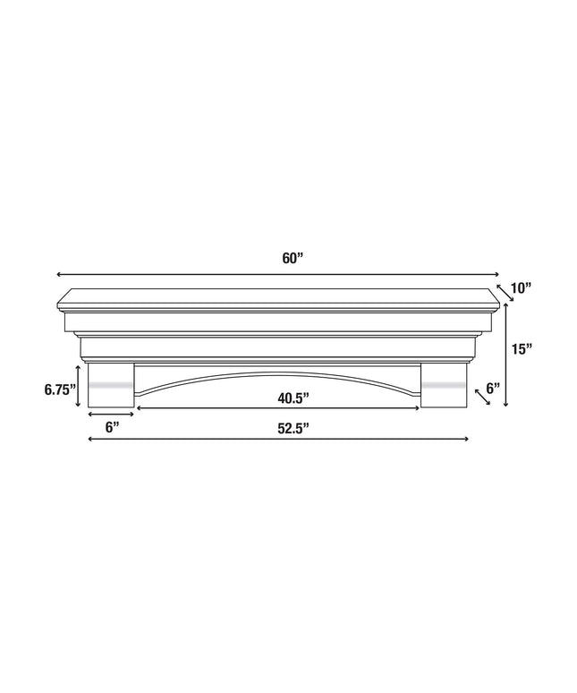 Pearl Mantels 60" Auburn Wood Fireplace Mantel Shelf with Corbels 495-60 - Unfinished