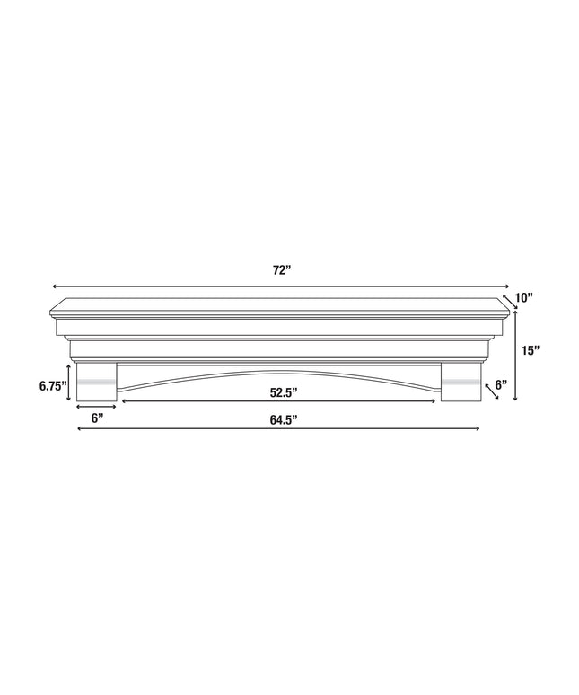 Pearl Mantels 72" Auburn Wood Fireplace Mantel Shelf with Corbels 495-72 - Unfinished