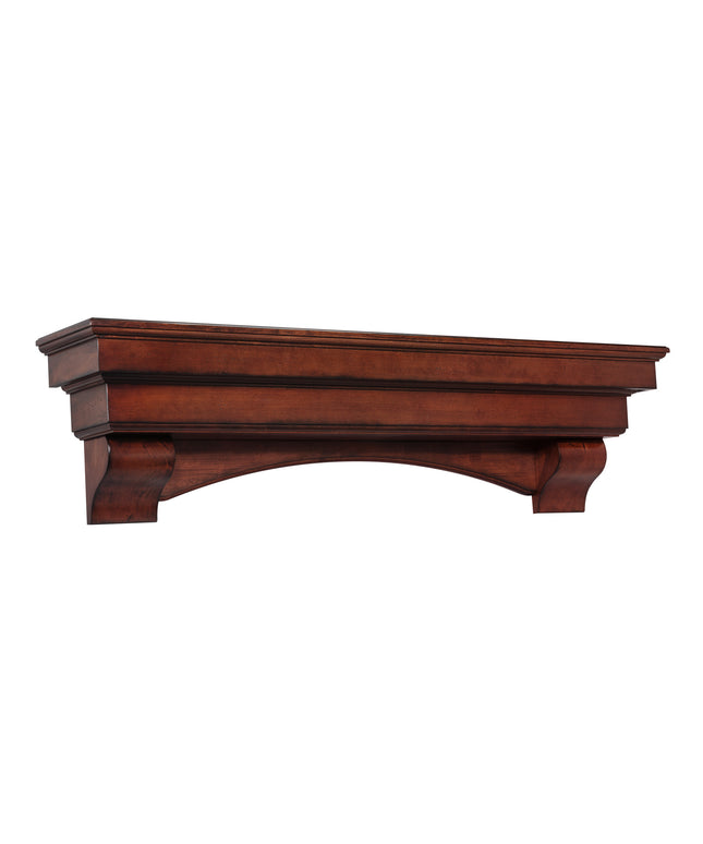 Pearl Mantels 60" Auburn Wood Fireplace Mantel Shelf with Corbels 495-60-70 - Cherry Distressed