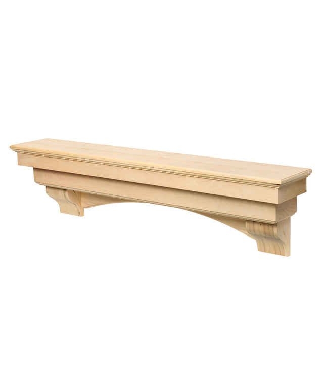 Pearl Mantels 48" Auburn Wood Fireplace Mantel Shelf with Corbels 495-48 - Unfinished