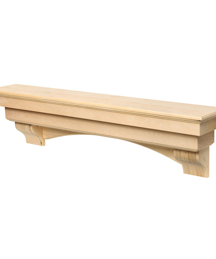 Pearl Mantels 60" Auburn Wood Fireplace Mantel Shelf with Corbels 495-60 - Unfinished