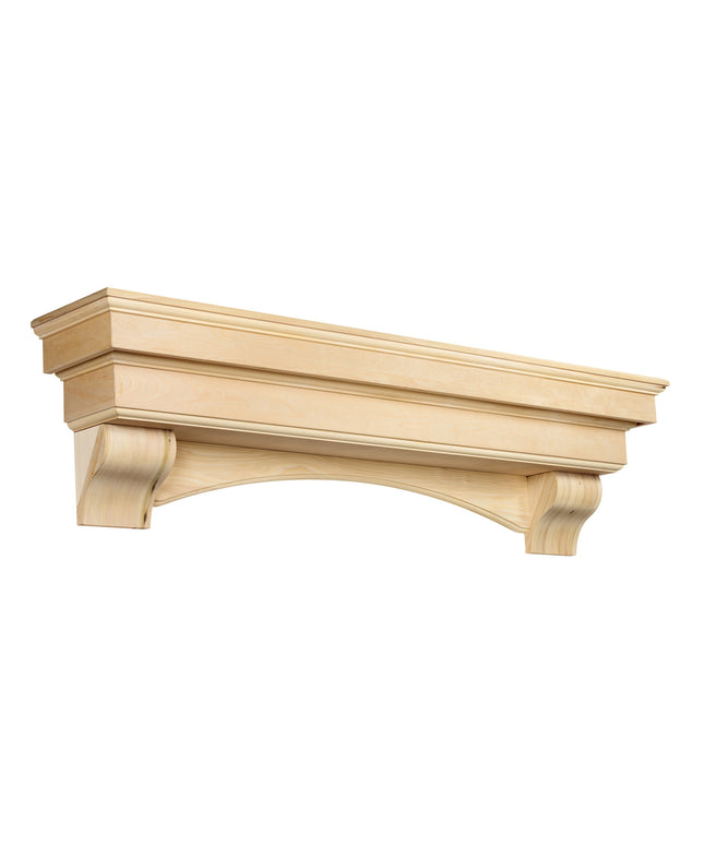 Pearl Mantels 48" Auburn Wood Fireplace Mantel Shelf with Corbels 495-48 - Unfinished