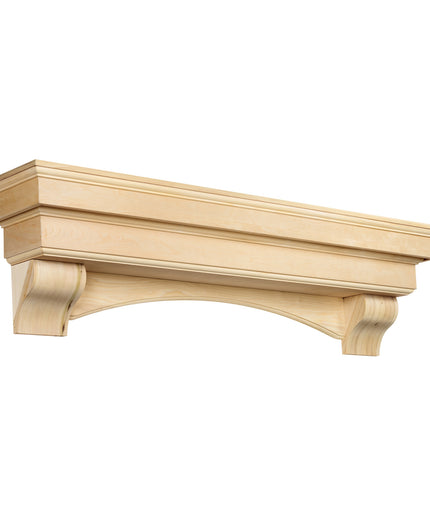 Pearl Mantels 60" Auburn Wood Fireplace Mantel Shelf with Corbels 495-60 - Unfinished