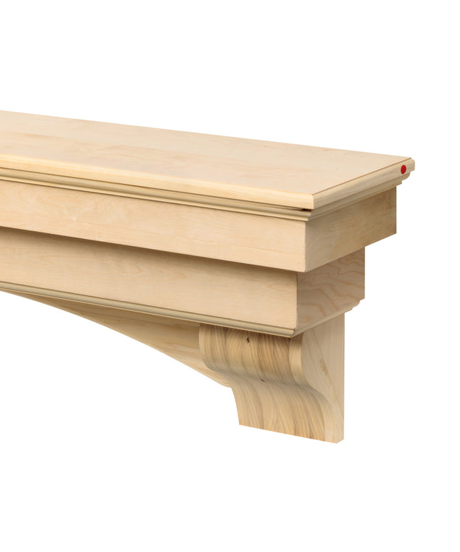 Pearl Mantels 72" Auburn Wood Fireplace Mantel Shelf with Corbels 495-72 - Unfinished