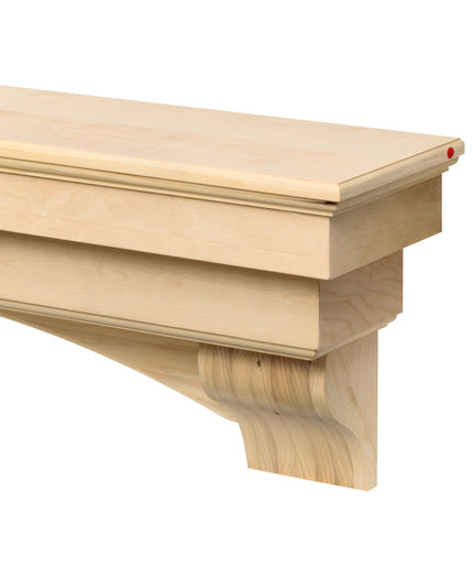 Pearl Mantels 60" Auburn Wood Fireplace Mantel Shelf with Corbels 495-60 - Unfinished