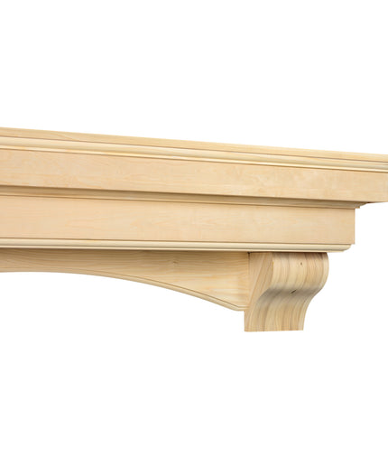 Pearl Mantels 60" Auburn Wood Fireplace Mantel Shelf with Corbels 495-60 - Unfinished