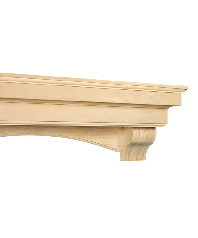 Pearl Mantels 72" Auburn Wood Fireplace Mantel Shelf with Corbels 495-72 - Unfinished