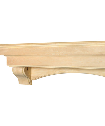 Pearl Mantels 60" Auburn Wood Fireplace Mantel Shelf with Corbels 495-60 - Unfinished