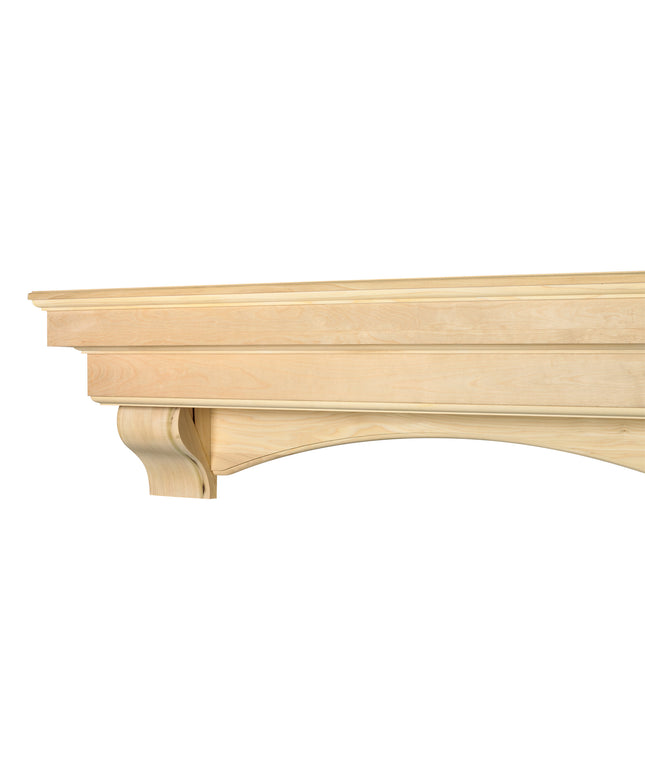 Pearl Mantels 72" Auburn Wood Fireplace Mantel Shelf with Corbels 495-72 - Unfinished