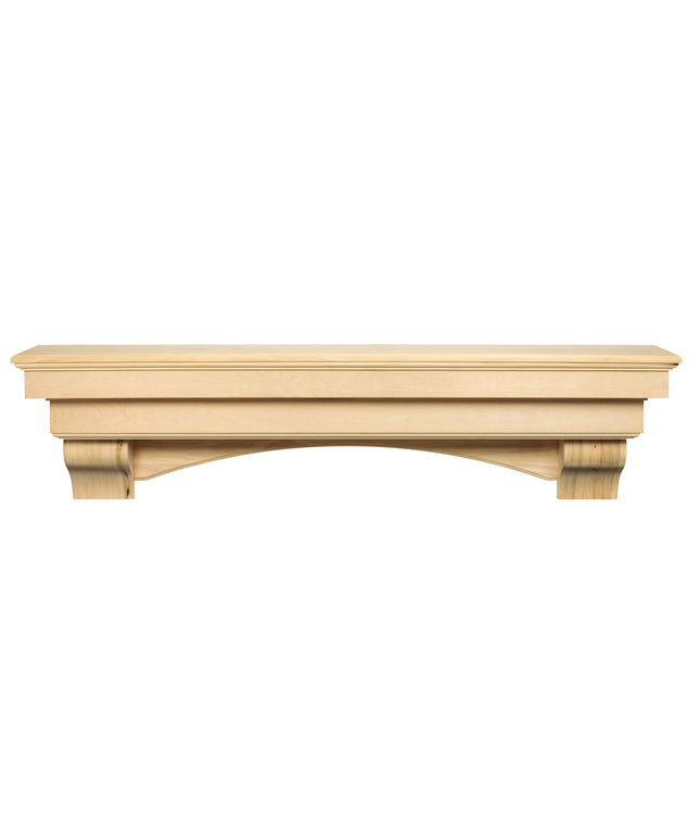 Pearl Mantels 72" Auburn Wood Fireplace Mantel Shelf with Corbels 495-72 - Unfinished