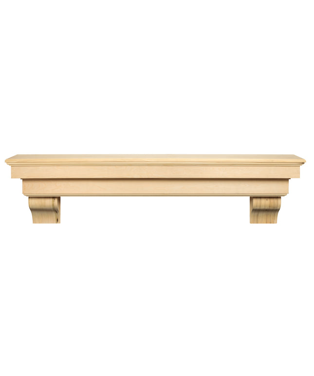 Pearl Mantels 72" Auburn Wood Fireplace Mantel Shelf with Corbels 495-72 - Unfinished