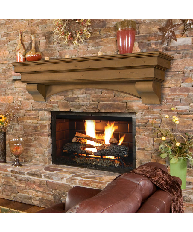 Pearl Mantels 72" Celeste Wood Fireplace Mantel Shelf with Corbels 497-72-10 - Dune