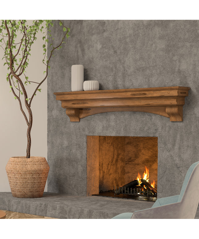 Pearl Mantels 48" Celeste Wood Fireplace Mantel Shelf with Corbels 497-48-10 - Dune
