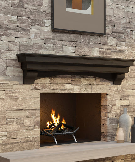 Pearl Mantels 48" Celeste Wood Fireplace Mantel Shelf with Corbels 497-48-20 - Espresso