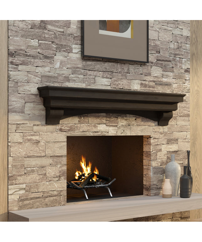 Pearl Mantels 48" Celeste Wood Fireplace Mantel Shelf with Corbels 497-48-20 - Espresso