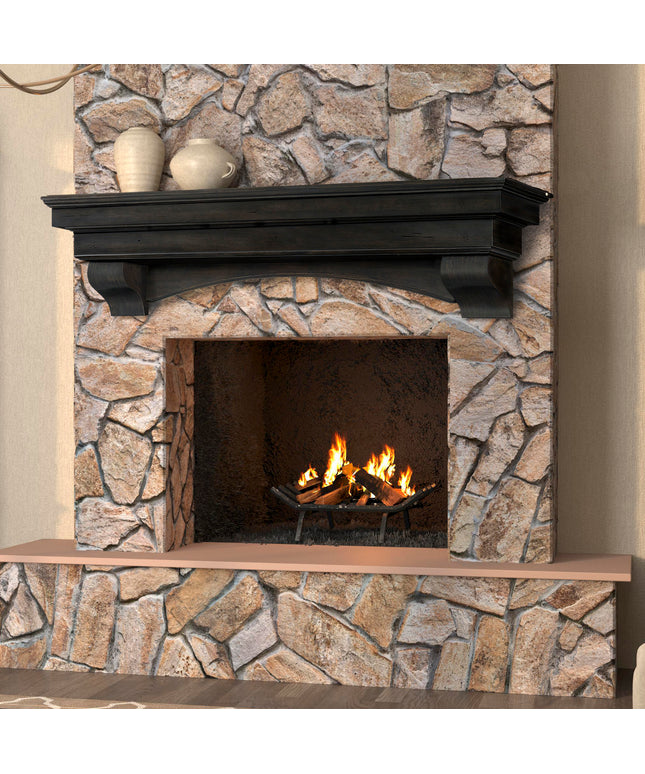 Pearl Mantels 60" Celeste Wood Fireplace Mantel Shelf with Corbels 497-60-20 - Espresso