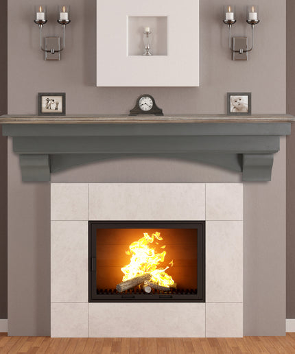 Pearl Mantels 72" Hadley Wood Fireplace Mantel Shelf with Corbels 499-72-27 - Cottage Distressed
