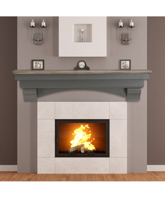 Pearl Mantels 72" Hadley Wood Fireplace Mantel Shelf with Corbels 499-72-27 - Cottage Distressed