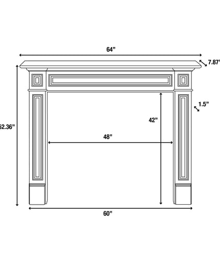 Pearl Mantels 64"W x 52"H x 8"D Mike MDF Fireplace Mantel Surround 525-48 - White